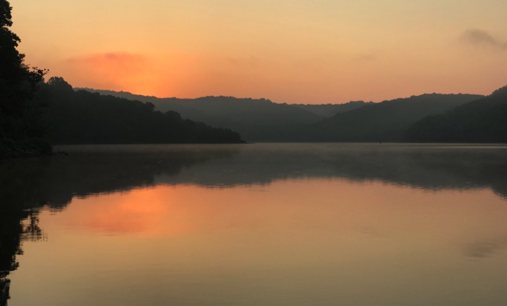 Sunrise over Lake Monroe - a 15 minute drive from work